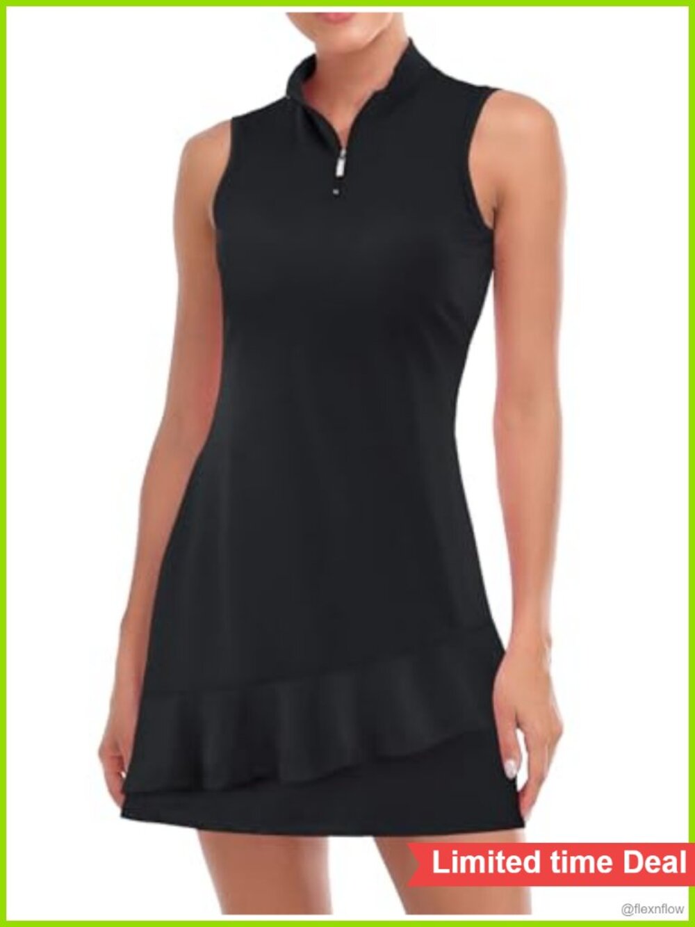 Sleeveless Golf Tennis Dress with Shorts and Pockets, Athletic Polo Tank Dress